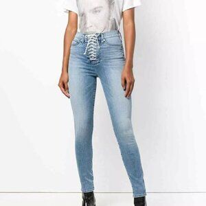 NWT NEW HUDSON BULLOCKS 29 HIGH RISE SUPER SKINNY LACE UP JEANS GUILTY PLEASURE